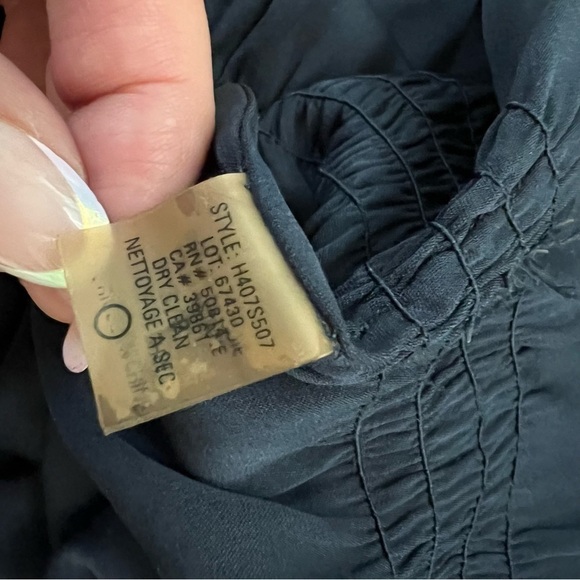 Saks Fifth Avenue Navy Blue Silk Sleeveless Blouse Ruching Bow Small Petite EUC - Picture 11 of 11